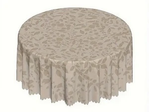 Veronika ubrus kulatý ⌀ 150 cm teflon béžový s lístky 