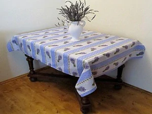 Veronika ubrus obdélníkový 140 x 120 cm Provence levandule pruh modrý 