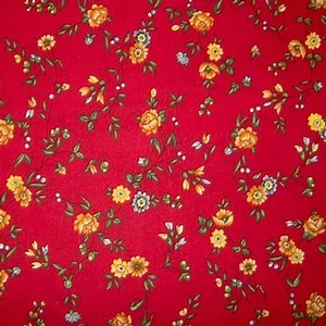 Stof látka kytička na červeném podkladu šíře 160 cm